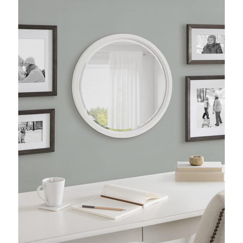 Miroir décoratif biseauté Hogan, Blanc, 18 po x 18 po