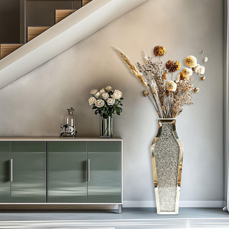 Vase de plancher en cristal argenté