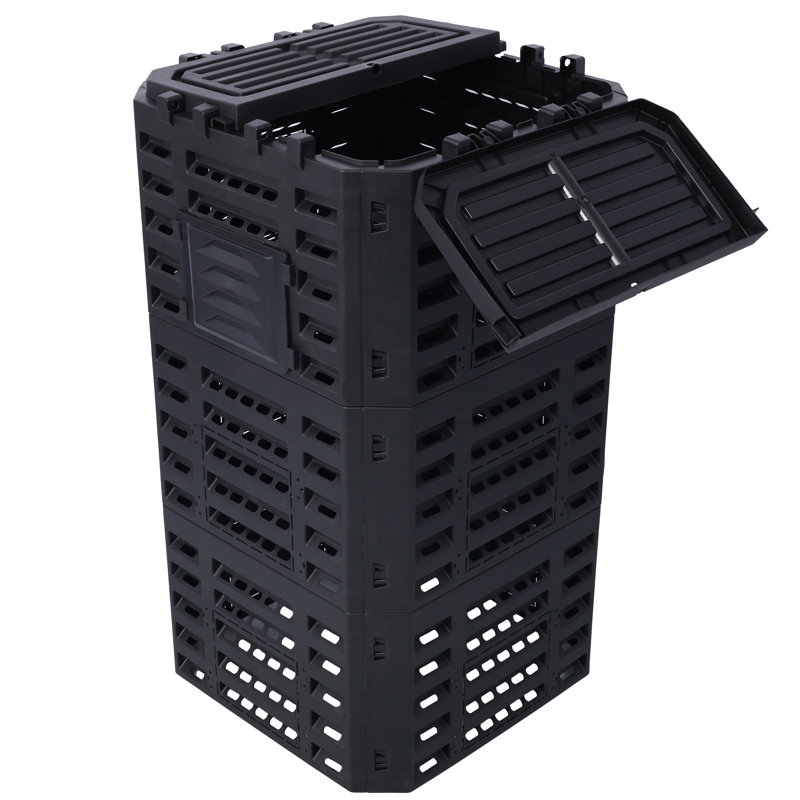 132 Gallon Large Compost Bin, Black, Recycled Plastic