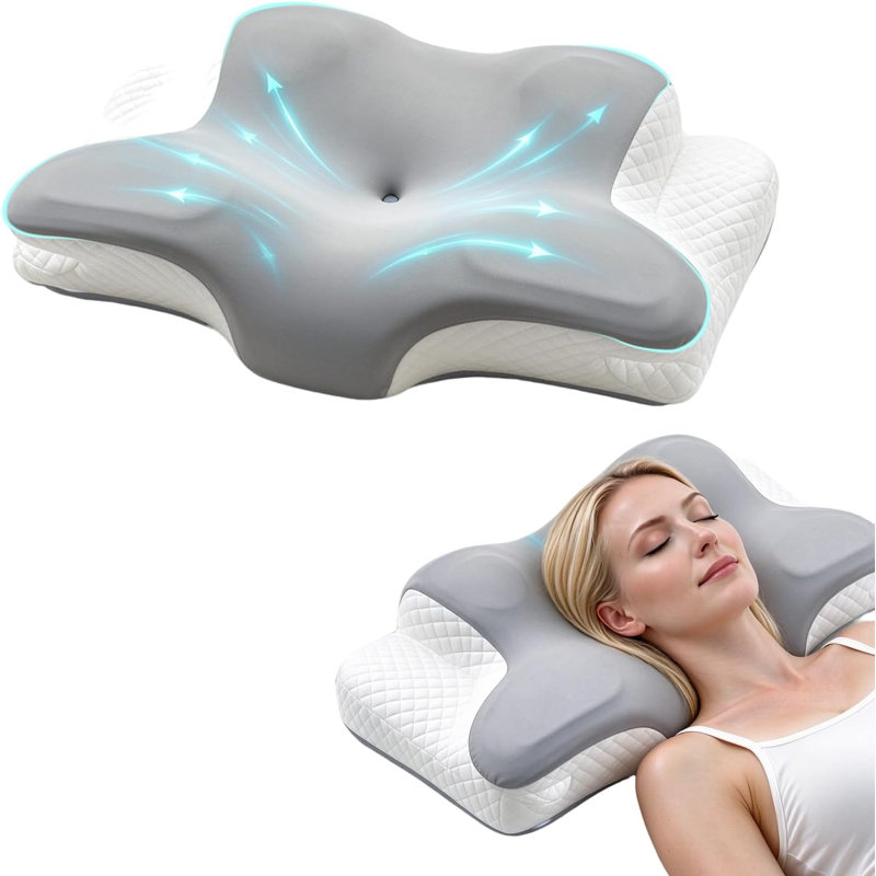 Orthopedic Memory Foam Cervical Pillow, Cooling Neck Support for Sleepers