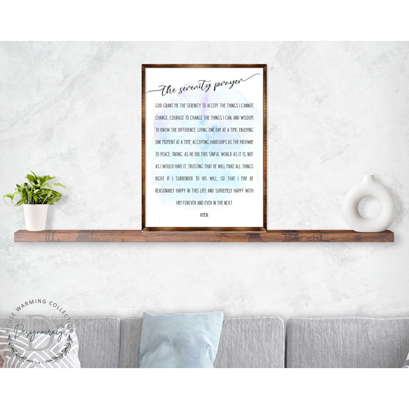 «The Serenity Prayer» par G.DeBrekht - cadre photo, art textuel sur bois, H 22 po x l 17 po x P 0,5 po