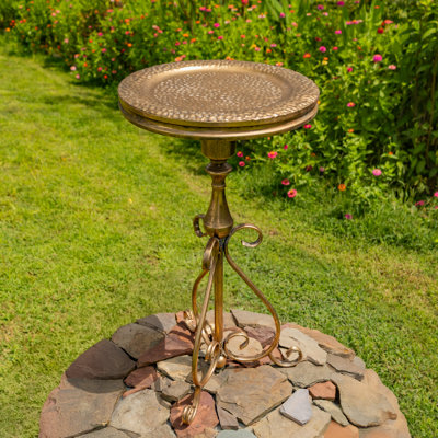 29.3in. Tall Dark Gold Round Metal Plant Stand-Birdfeeder