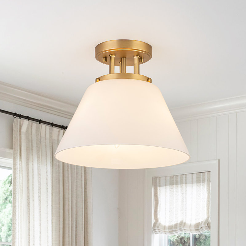 3-Light Tapered Glass Semi Flush Mount