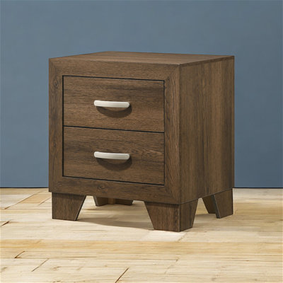 Kairo 2 Drawers Nightstand – Transitional Bedroom Storage Table with Metal Handles & Modern Design
