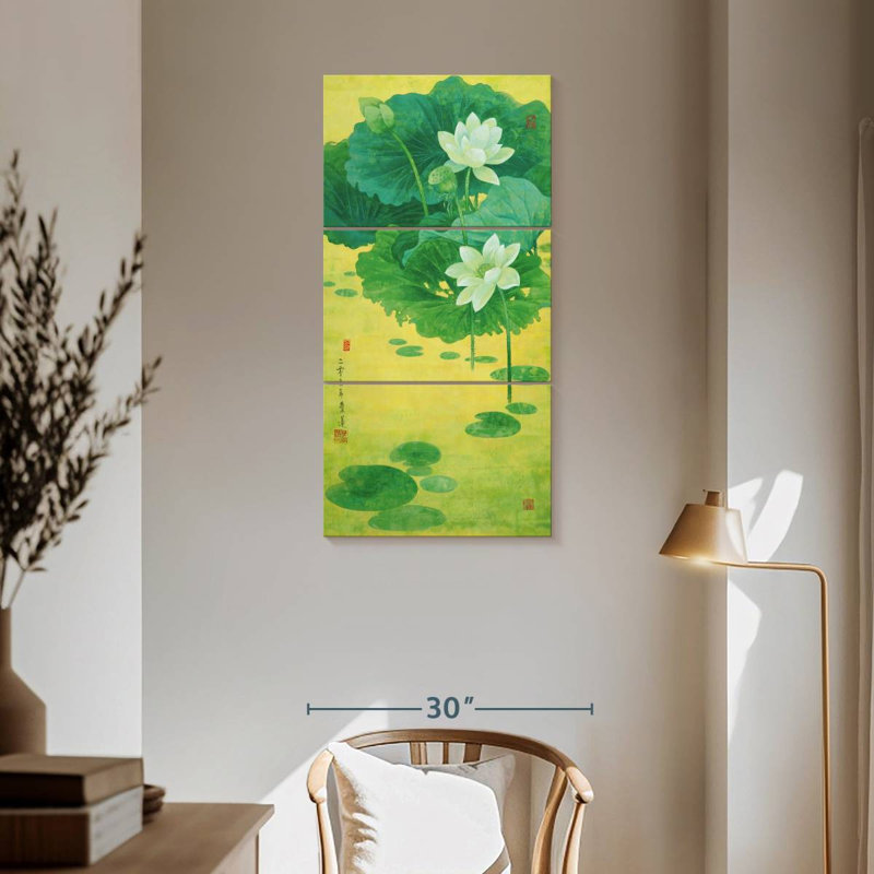 Lotus de printemps, H 62 po x l 30 po