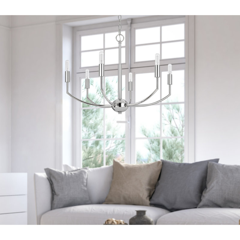 Cal Lighting Maxton 6-Light Chrome Metal Chandelier