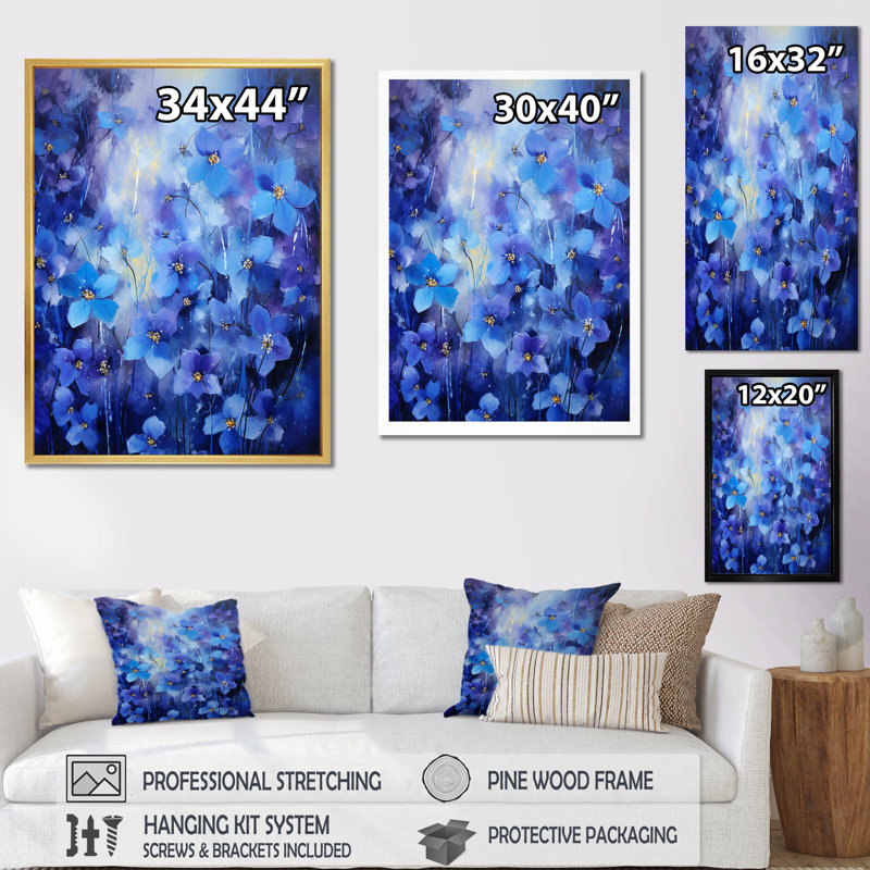 «Violets Verse», reproduction sur toile, Cadre simple blanc, H 44 po x l 34 po x P 1,5 po