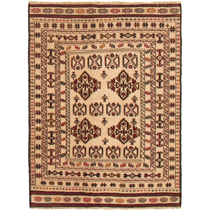 Madasin One-of-a-Kind 4'2" X 5'11" 1990s Wool Area Rug in Ivory