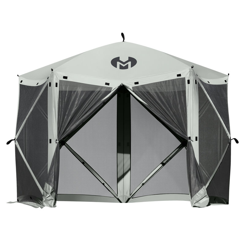 Gazebo Tent Pop-Up Portable 4/5/6-Sided Hub Durable Screen Tent Netted Gazebo Waterproof Pavilion, Silver Gray