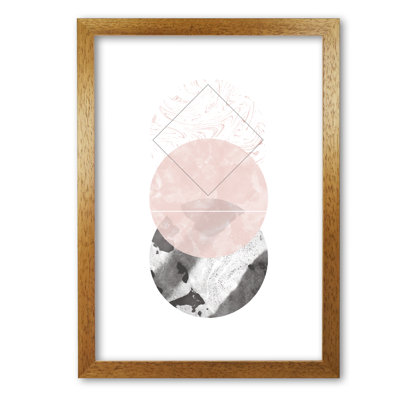 Black And Pink Marble Abstract Circles - Print