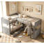 Lit simple superposé simple avec mezzanine attachée et deux tiroirs, gris, conception compacte et multifonctionnelle pour les chambres à coucher modernes-1975034736