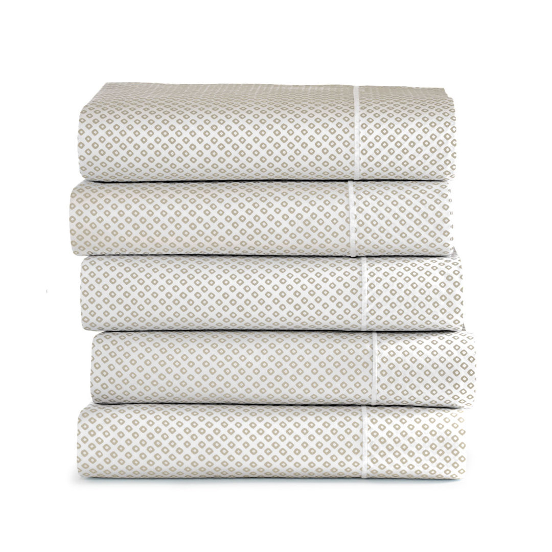 Emma 300 Thread Count Geometric Egyptian-Quality Cotton Sateen Fitted Sheet Peacock Alley 