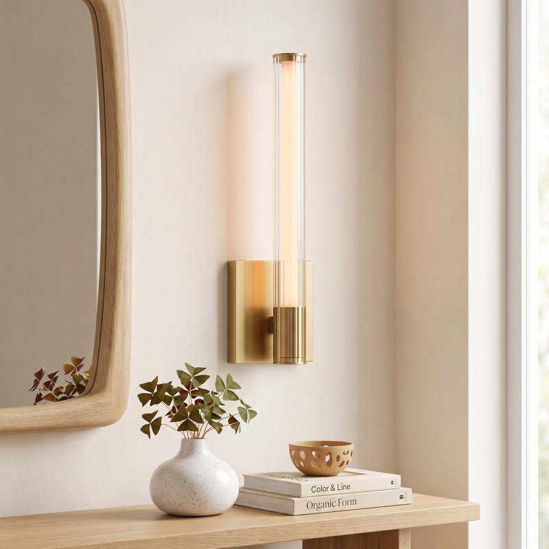 Colbie LED Armed Sconce, Natural Aged Brass