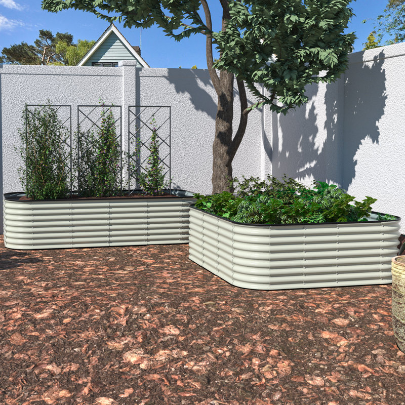 Roede Metal Raised Garden Bed, Pearl White, 23.1" H x 96" W x 24" D