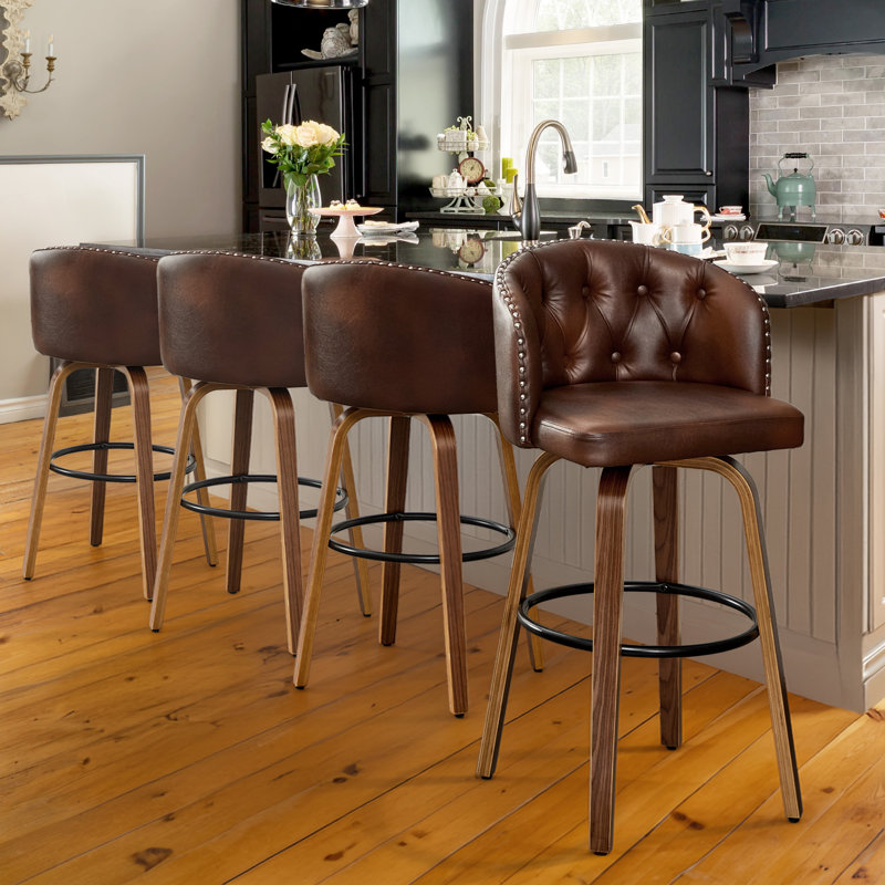 Tabouret de bar et de comptoir pivotant, Brun, Tabouret de comptoir (hauteur du siège 25,9 po)