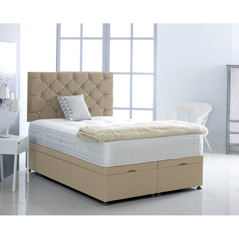 Fifer Upholstered Ottoman Storage Bed, Double (4'6), Beige