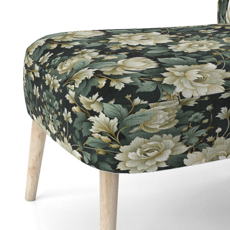Chaise d'appoint rembourrée Green Peony Love Damask Poetry