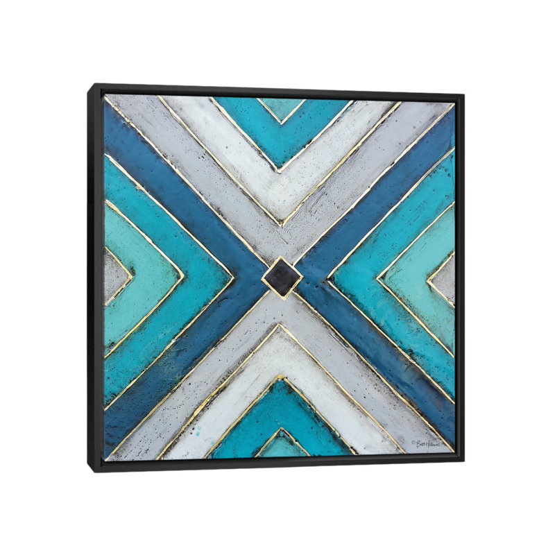 Geometric Common Ground by Britt Hallowell - 1 Piece Wall Art on Canvas, 45.72 cm H x 45.72 cm W, Black Floater Frame