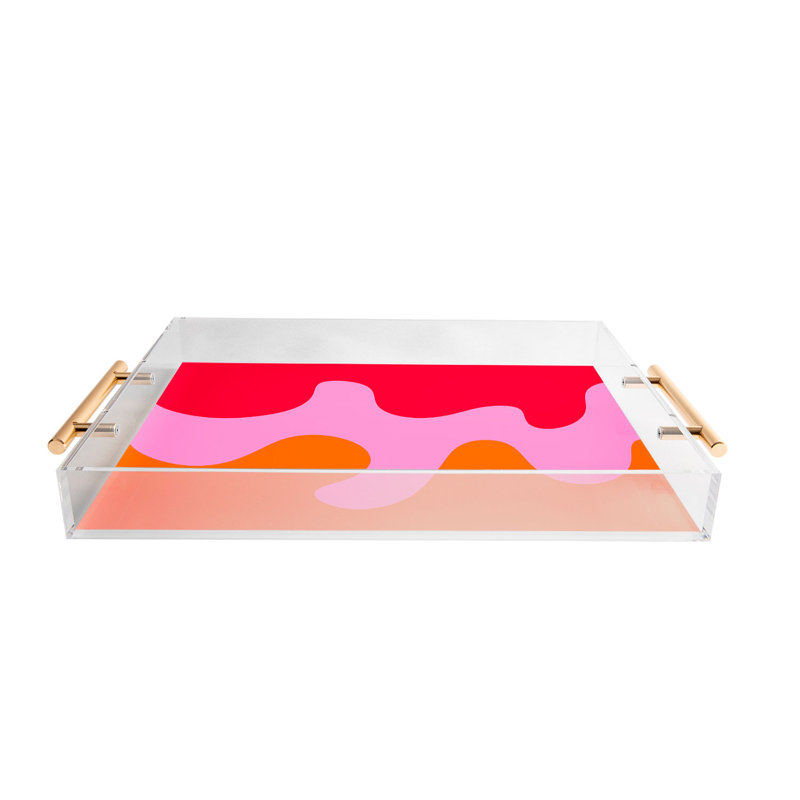 Cassidy Rae Marietta Swiss Cross Remix Acrylic Tray, Abstract, Pink/Orange