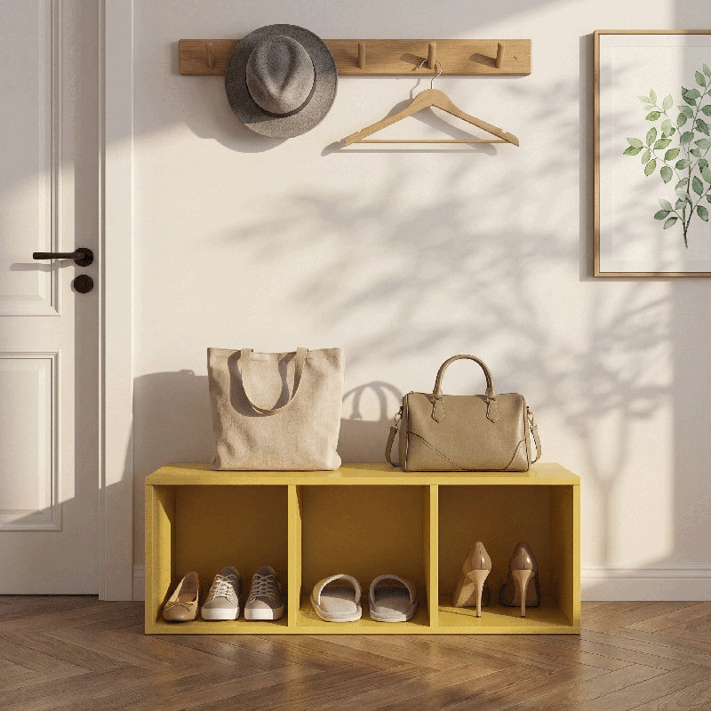Bomeda 3-Tier Bookshelf Open Shelf Bookcase, Yellow, (3 Shelves) 31.5"H x 9.61"W x 9.37"D, Yellow