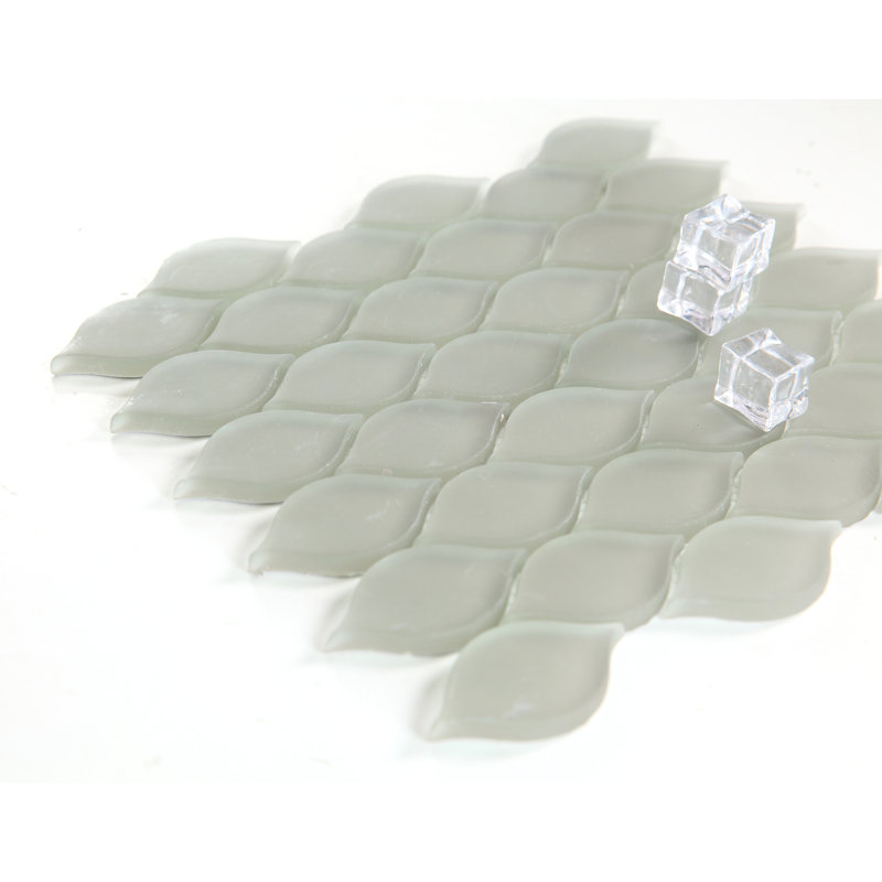 Carrelage mural mosaïque en verre à feuilles déchirées Art Deco 11 po x 10 po, Gris