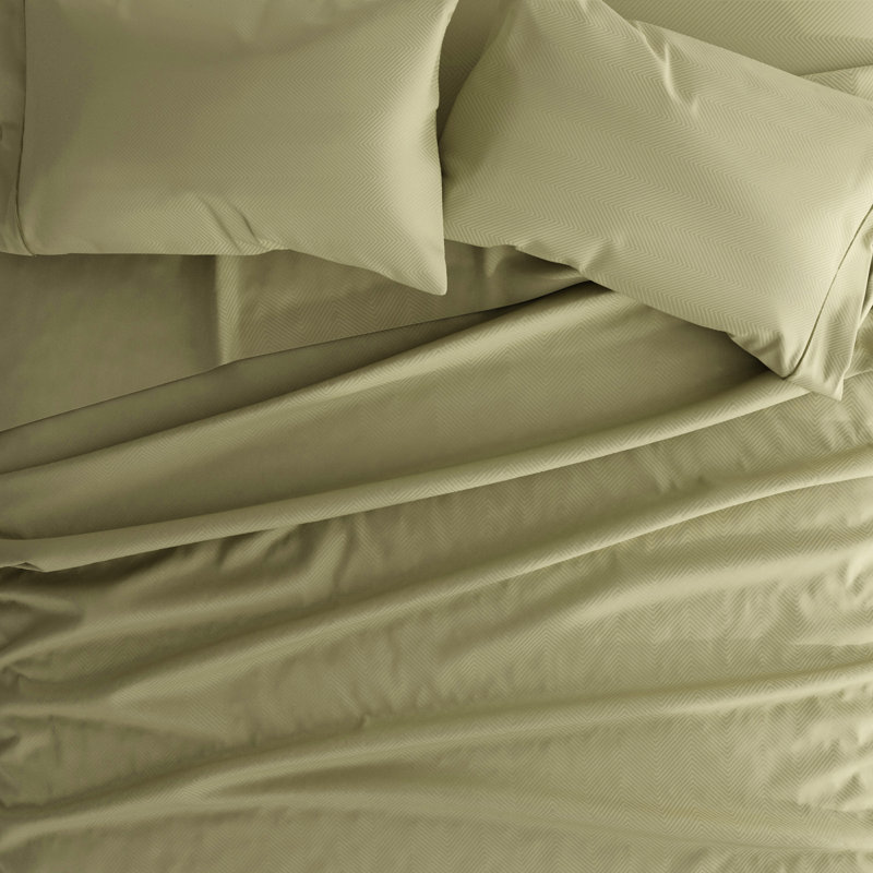 Sage Twin Chevron Microfiber Cotton Sheet Set