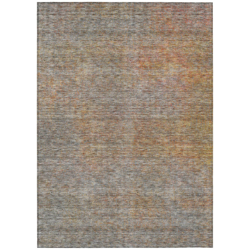 Tapis extérieur lavable abstrait gris anthracite et orange 9 pi x 12 pi