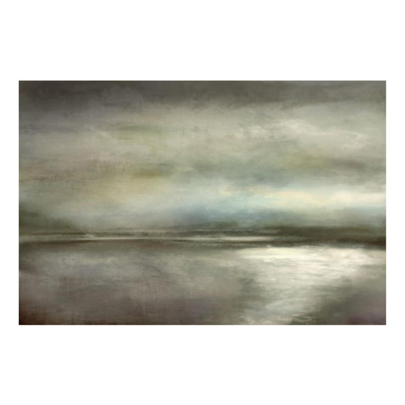 «Neutral Sunset» par Elle Youngstrom - peinture, Gel coupé au couteau, H 24 po x l 36 po x 1,5 po