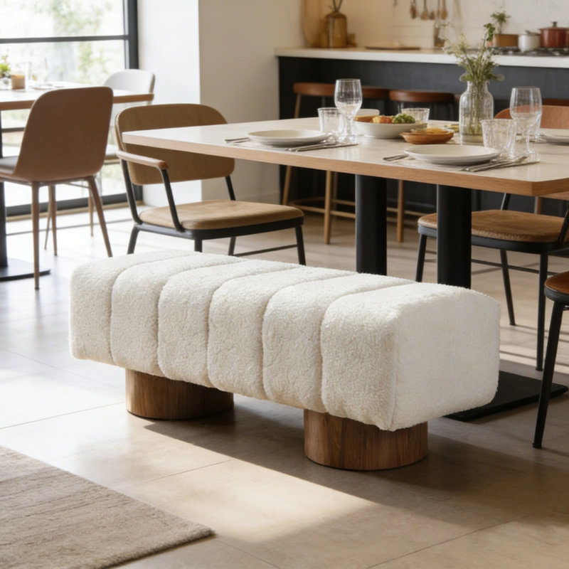 Banc rembourré blanc Milo
