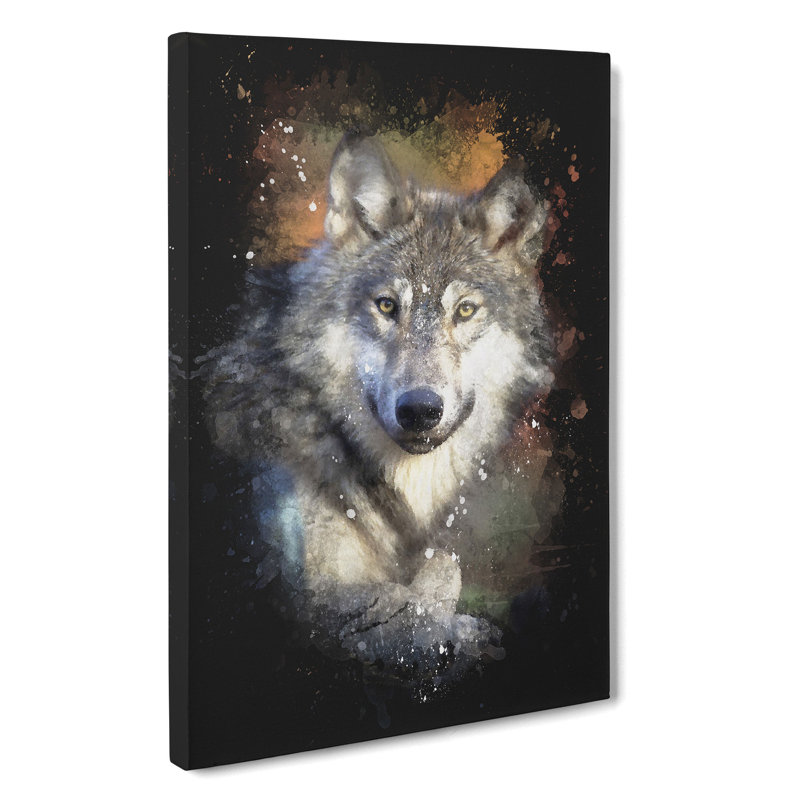 Wolf Vol.2 Paint Splash - Wrapped Canvas, 60cm H x 40cm W x 3cm D
