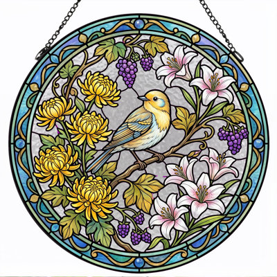Stained Glass Stained Glass Window Panel，7.8H