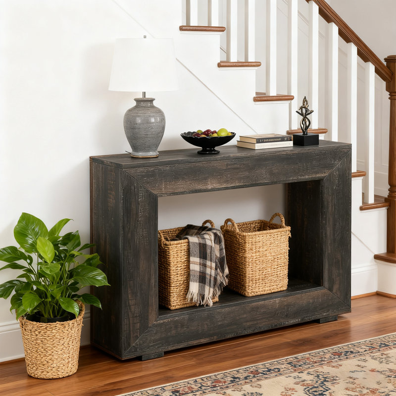 Console de style campagne moderne 47 po avec structure en métal robuste, mobilier haut de gamme haut de gamme
