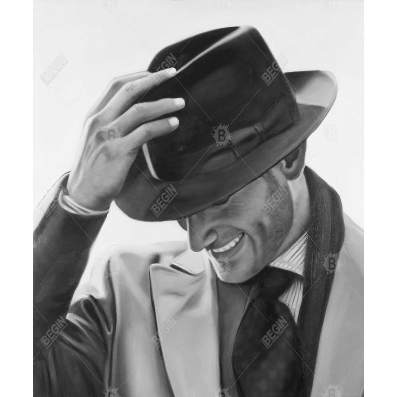 Well-dressed man - Gray Figurative Canvas for Home Decor
