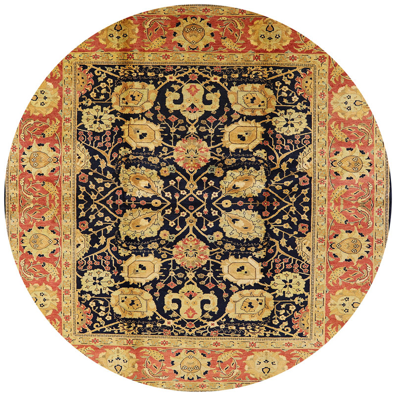 Tapis oriental rouge / noir Soffren, Rond 5 pi
