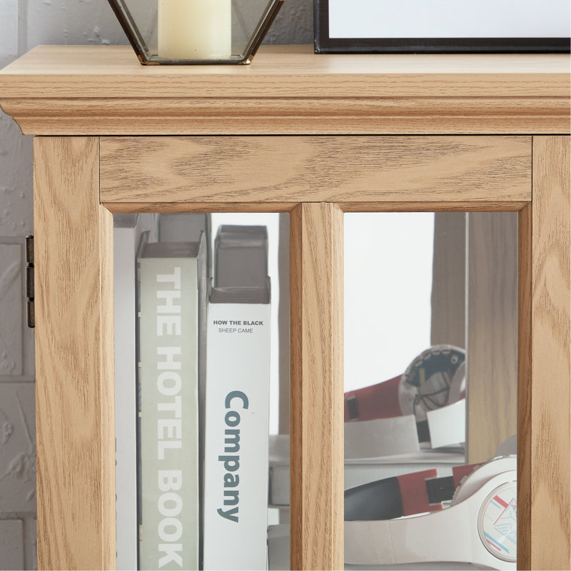 Vitrine de style antique à DEL avec aspect chêne et fermeture magnétique
