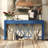 60''Acacia Veneer Console Table With 4 Spacious Drawers, Modern Crisscross Design Entryway Table With Open Bottom Storage-375586035