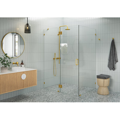 Halo 52 in. x 42 in. x 78 in. 90-degree Fully Frameless Glass Hinged Shower Enclosure