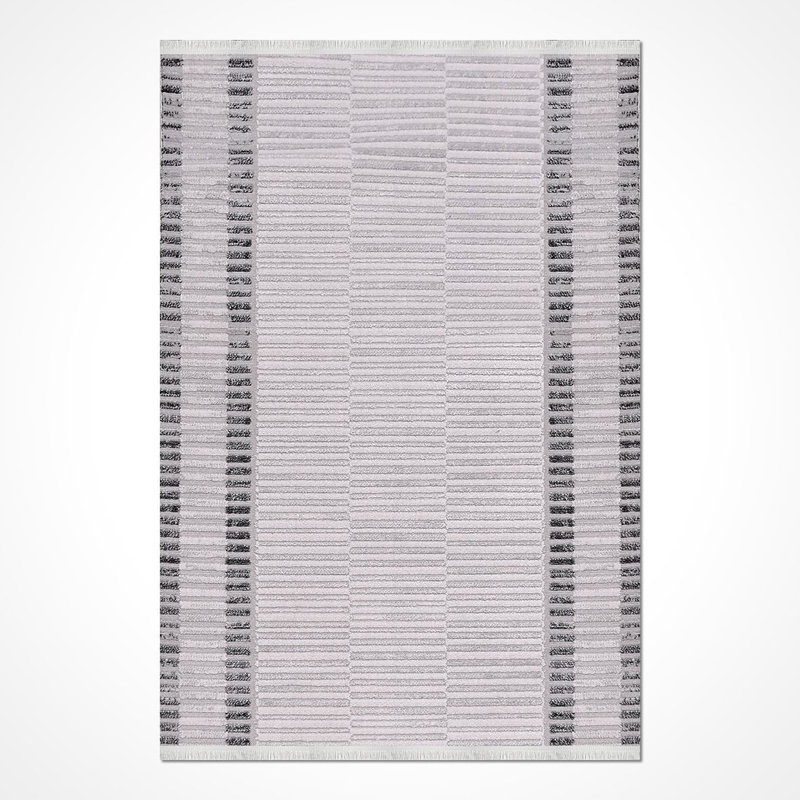Tapis gris moderne lavable à la machine, Rectangle 3 pi 4 po x 5 pi