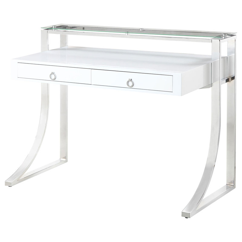 Bushman Glass Stainless Steel Writing Desk
