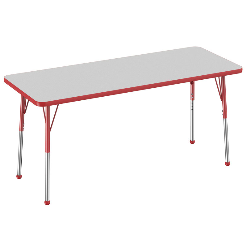 Table rectangulaire 24 "x 60", Gris, Rouge