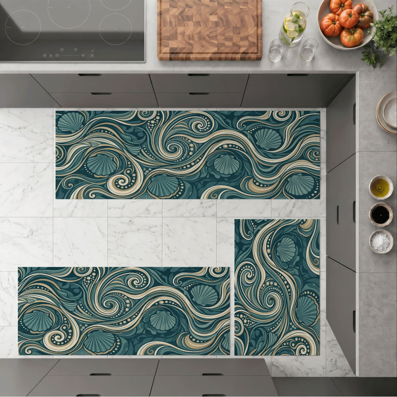 Wave Shell Non-Slip Washable Kitchen Mats