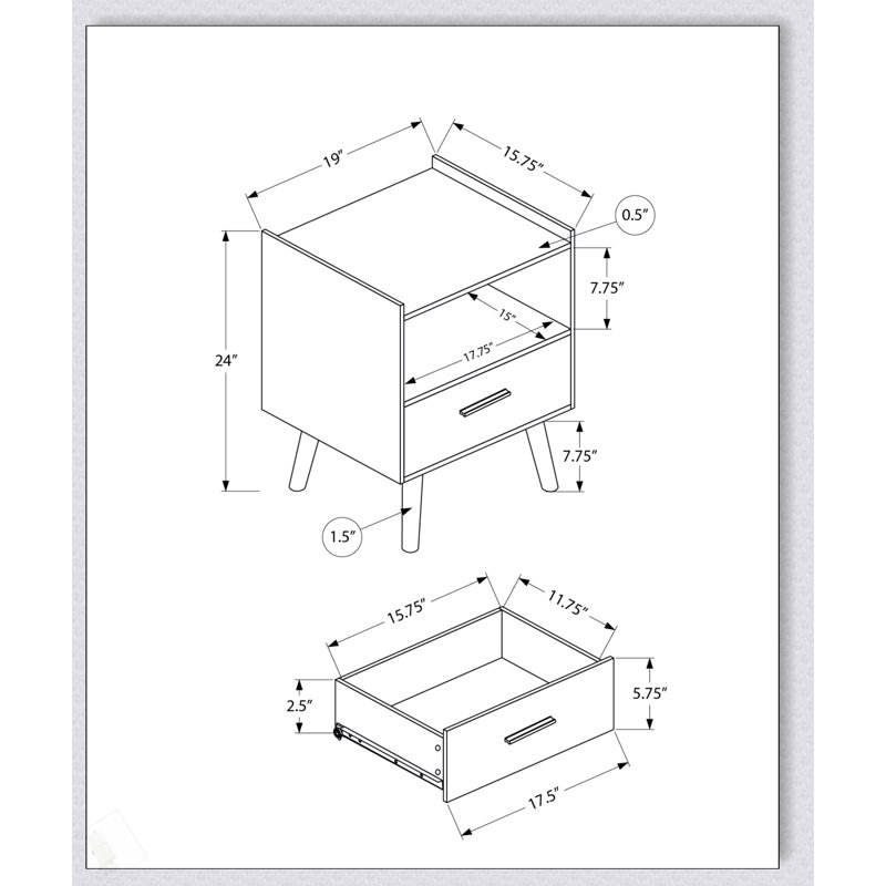 Table d'appoint, table d'appoint, bout, tiroir de rangement, table de chevet, chambre à coucher, salon, Noir