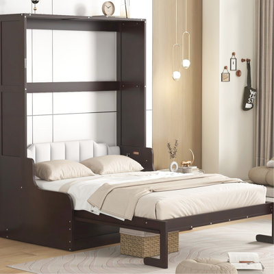 Grand lit escamotable mural, chaise et coussin pliables, idéal pour la finition de la salle de gym à domicile, se replie dans un rangement, convient aux petits appartements