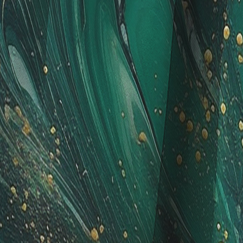 Rideau abstrait vert / or Serene Cascade I - Rideau abstrait occultant en velours - 1 panneau, L 52 po x L 120 po