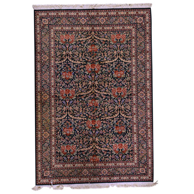 Tapis unique brun / bleu / rouge noué à la main de haute qualité