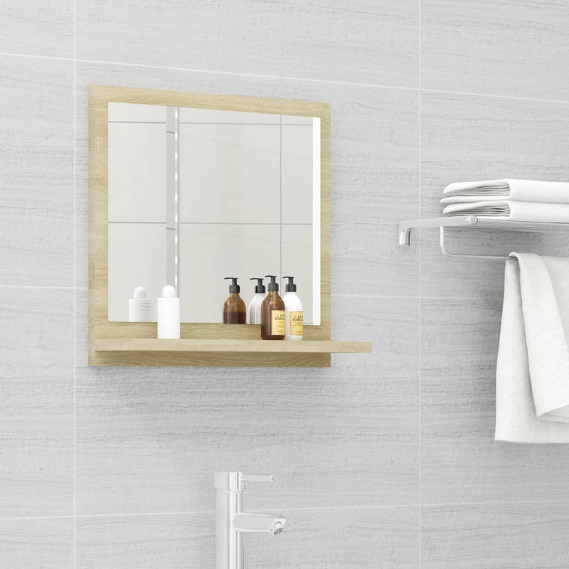 Miroir de salle de bain, Chêne de Sonoma, 14,6 po x 15,7 po