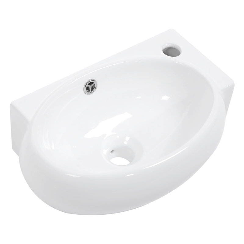 Wall Mounted Ceramic Bathroom Sink, 16X11 Inch, White, Stain , Easy To Clean Surface Modern Mounted, Basin