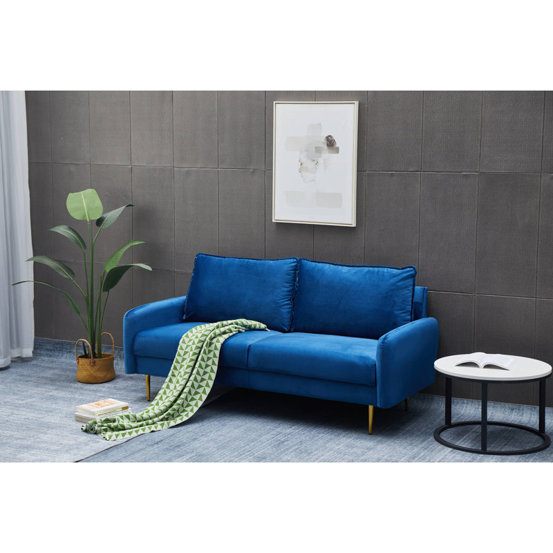 Emteas 57.3'' Velvet Loveseat, 34" H x 69" W x 32" D, Space Blue Velvet