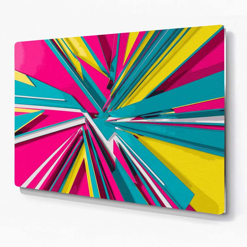 «Geometric Abstraction 82», art mural en métal rose, H 11 po x l 14 po