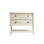 Commode d'appoint à 2 tiroirs en bois massif fini blanc antique pour salon